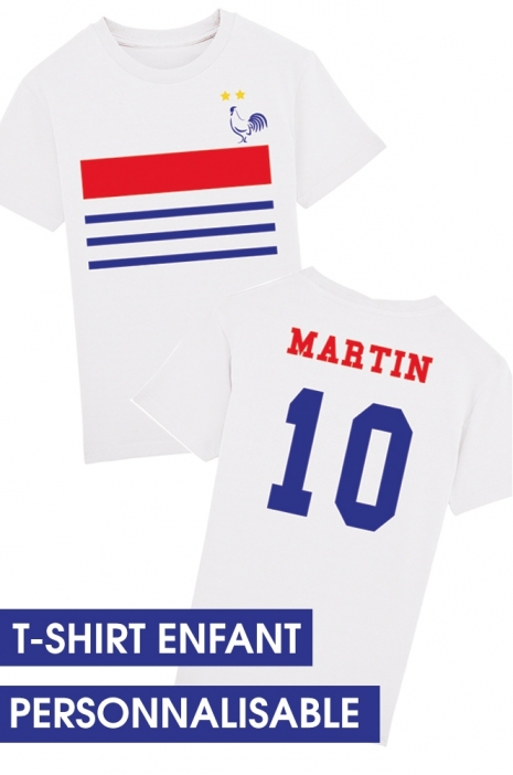 T Shirt Foot Personnalisable France 2 étoiles Enfant