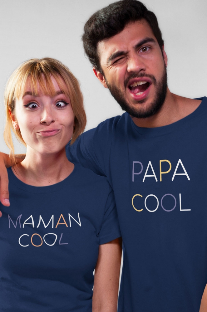 Idée cadeau Noël pour papa : duo t shirt original papa bébé Noël